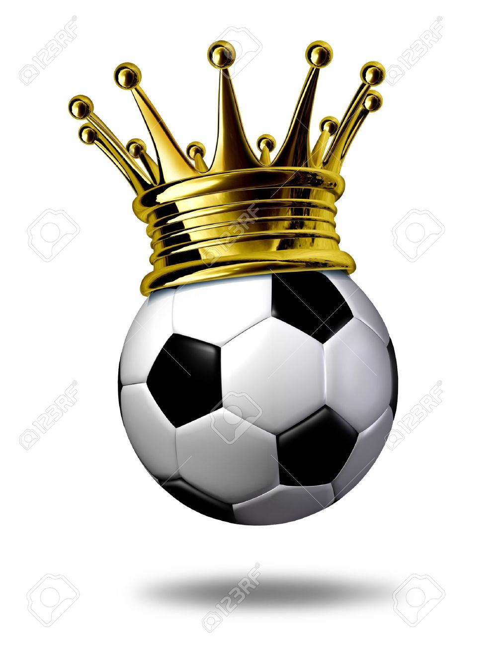 10892107 Football champion symbole repr sent par une couronne d or sur un ballon de football noir et blanc ou Banque dimages